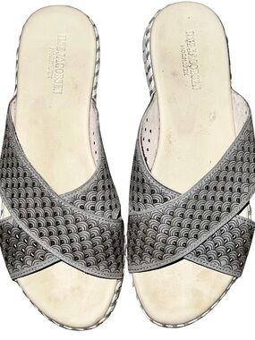 Ilse Jacobsen Hornbæk Grey Laser Cut Slip On Sandals Size 40